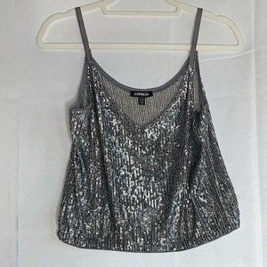 EXPRESS Silver Sequin Tank Top